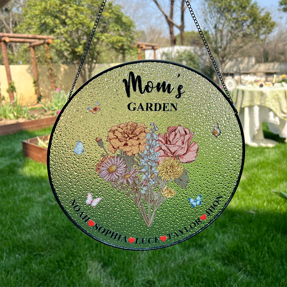 50% OFF✨Personalized Mom's Garden Birth Flower Stained Glass Suncatcher