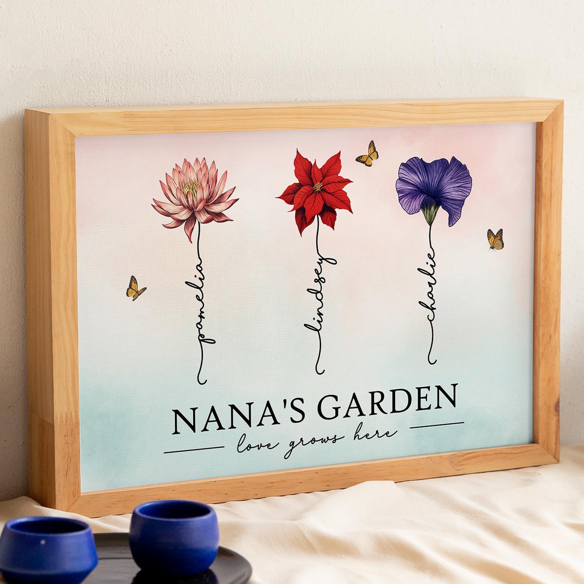 Grandma‘s Garden Love Grows Here Beautiful Birth Month Flowers Personalized Poster