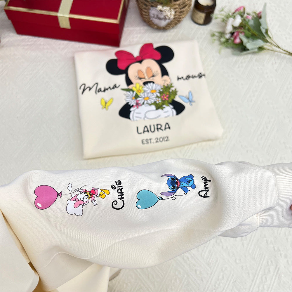 50% OFF 🐭Custom Mama Mouse Sweatshirt/Hoodie with Kid Name on Sleeve