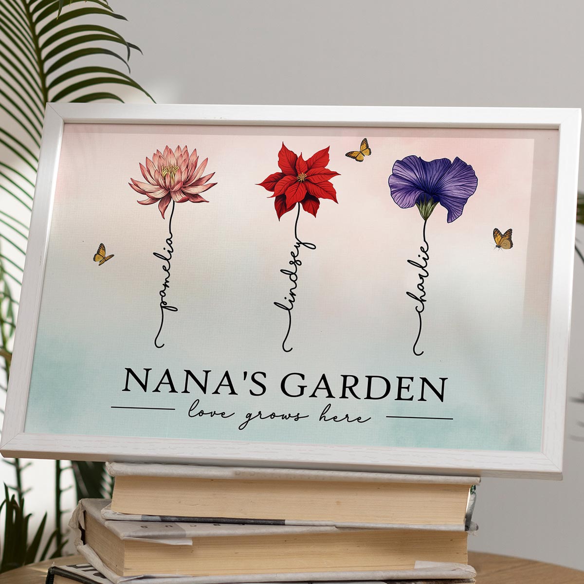 Grandma‘s Garden Love Grows Here Beautiful Birth Month Flowers Personalized Poster