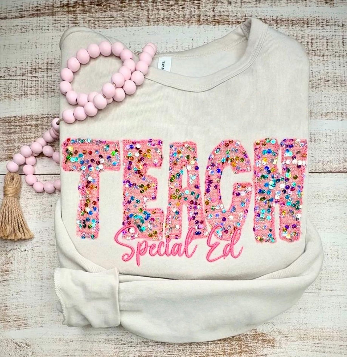 Personalized PINK Multicolor Sequin Embroidered Shirt/Sweatshirt