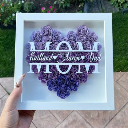 ❤️Mom Heart Shaped Monogram Flower Shadow Box Gift For Mothers