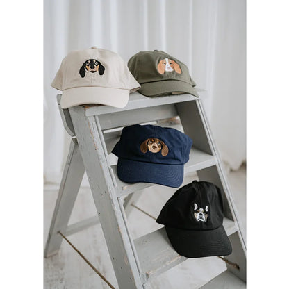 Personalized Embroidered Pet Portrait Organic Cotton Baseball Cap