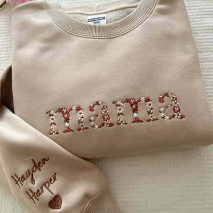 50% OFF🌟Personalized Floral Mama Embroidered Sweatshirt