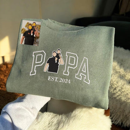 Mama Sweatshirt with Photo, Custom Embroidered Hoodie Mama and Kids Portrait, Varsity Shirt