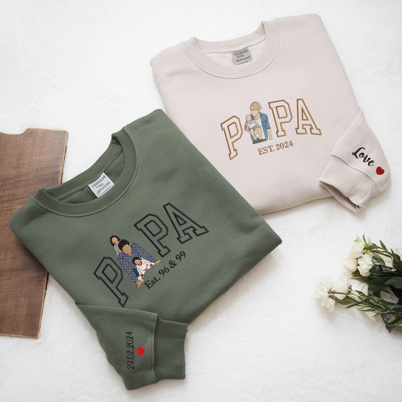 Mama Sweatshirt with Photo, Custom Embroidered Hoodie Mama and Kids Portrait, Varsity Shirt