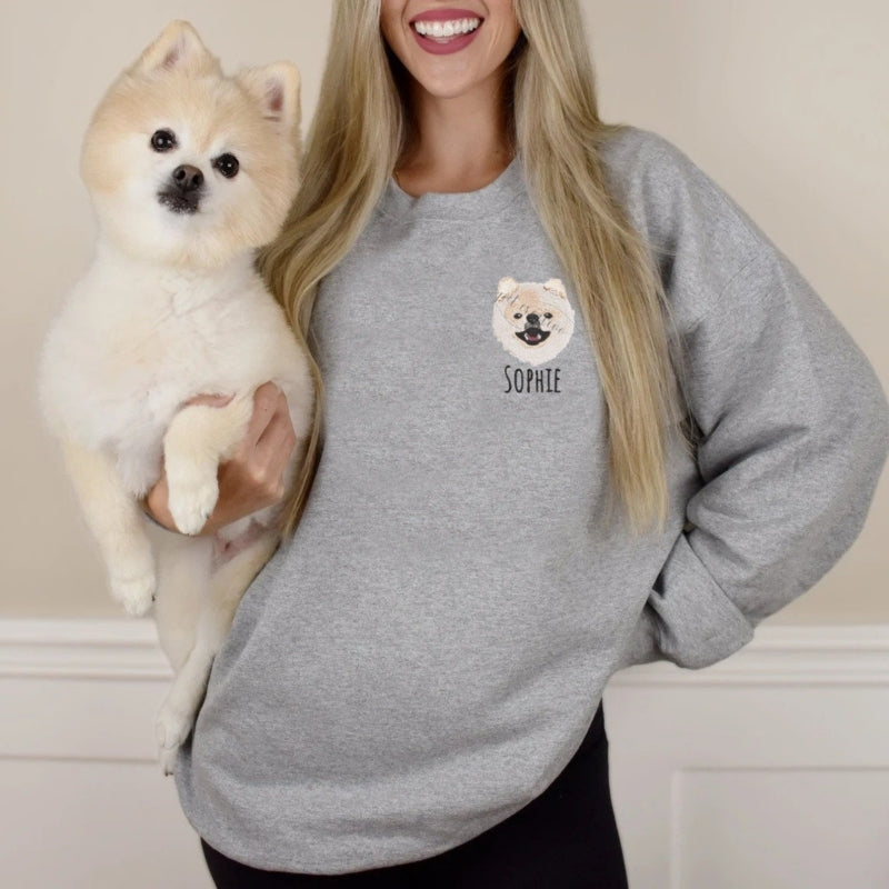 Gifts For Pet Lover Custom Pet Face and Pet name Sweatshirt