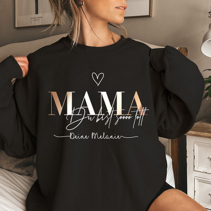 Personalized MAMA “You are soooo great” German Sweatshirt with Kids Name on Sleeve-Mother's Day Sale