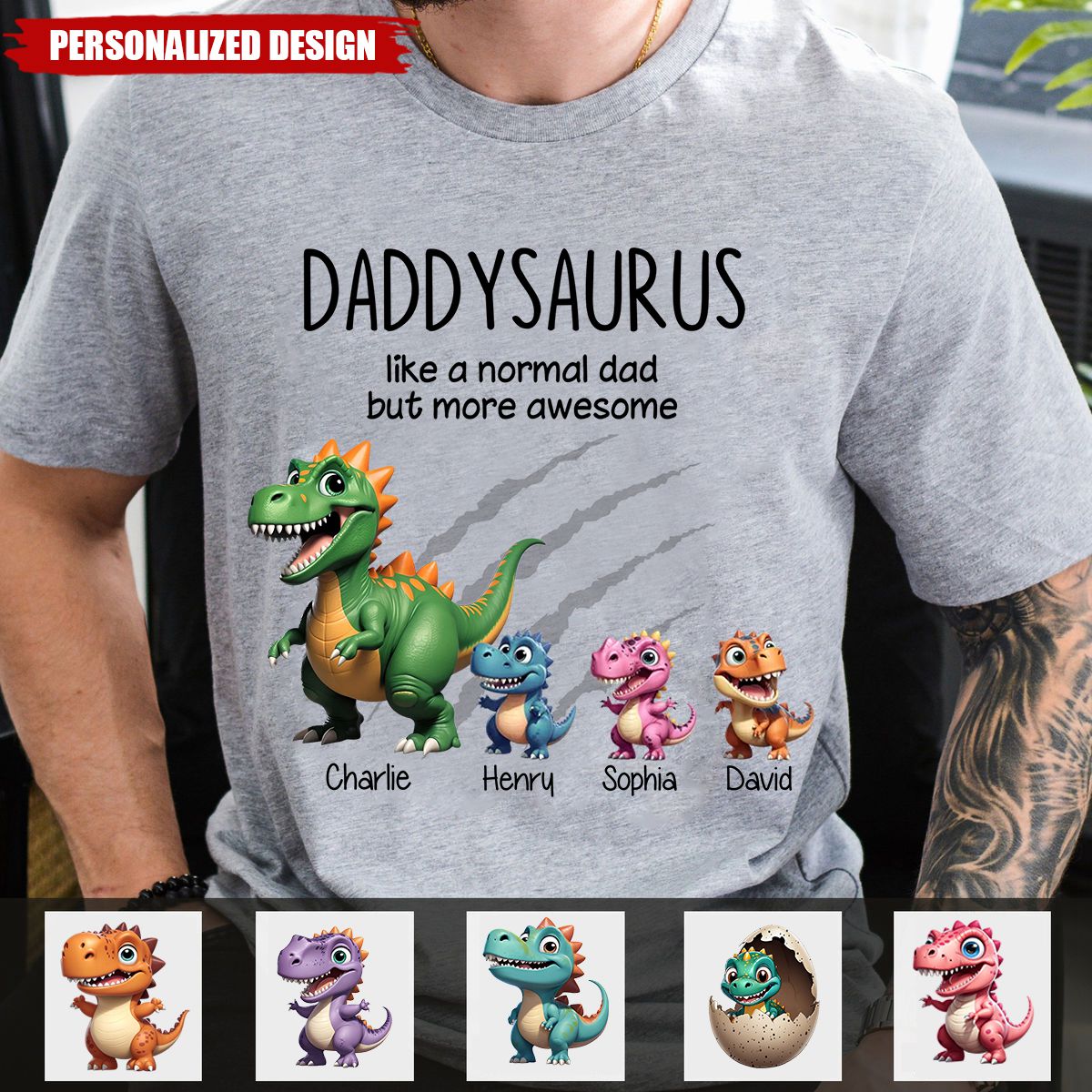Grandpasaurus And Kids Dinosaurs Personalized T-Shirt