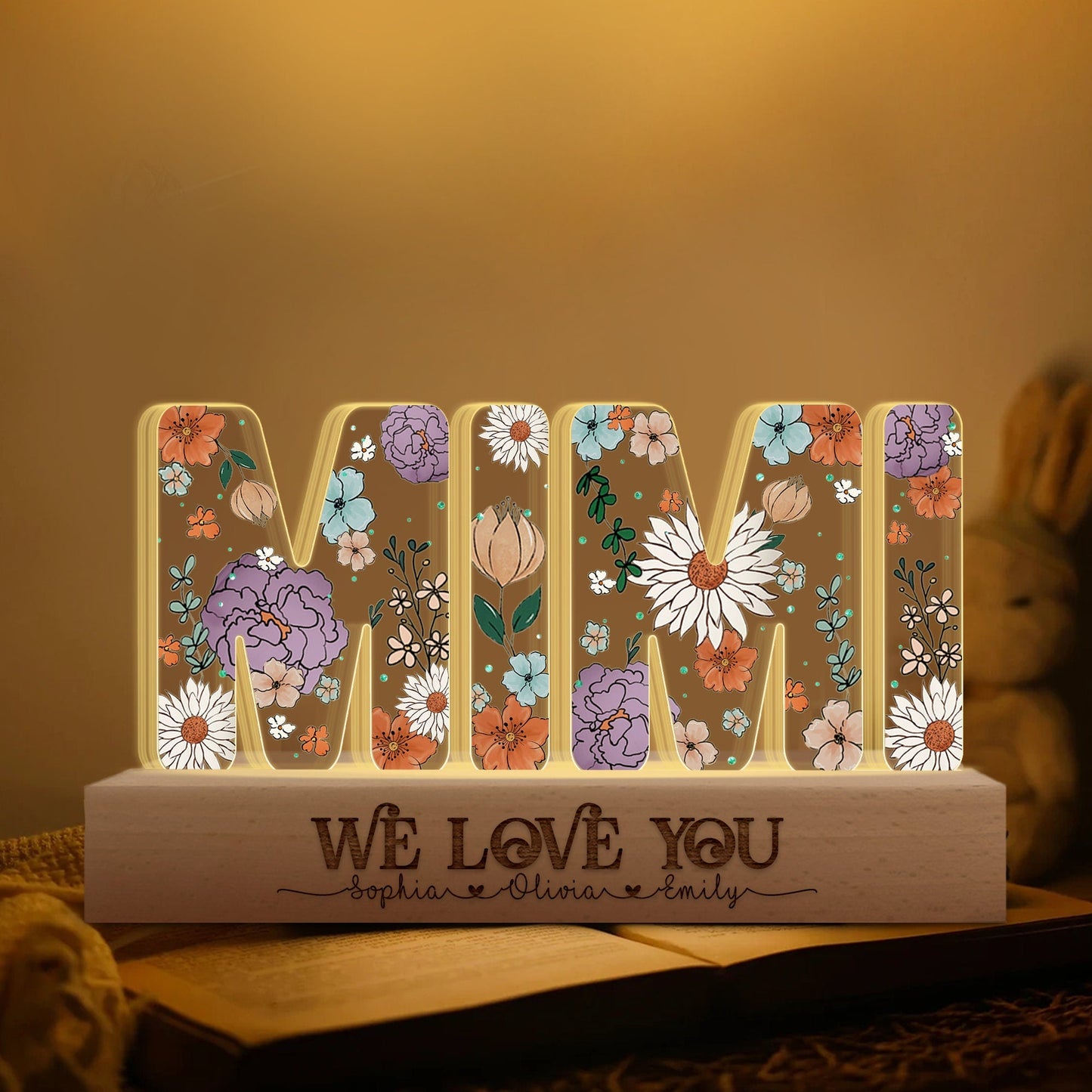 Personalized Mom Flowers 3D LED Lights For Mother's Day