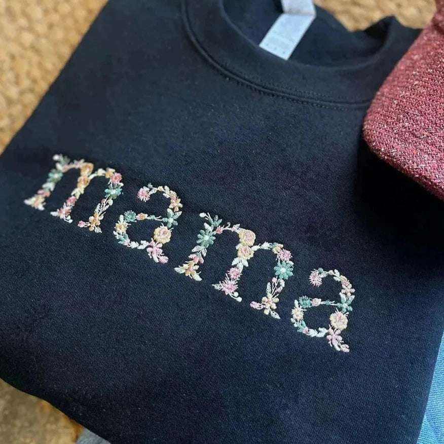 50% OFF🌟Personalized Floral Mama Embroidered Sweatshirt