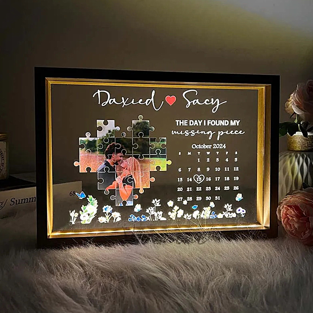 💕The Day I Found My Missing Piece Light Frame Personalized Gift💕