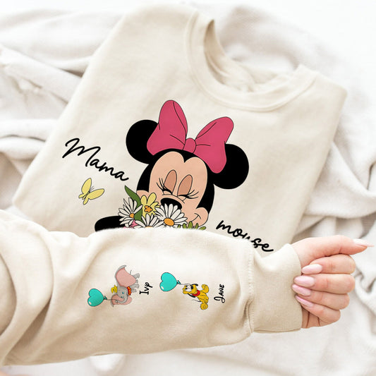 50% OFF 🐭Custom Mama Mouse Sweatshirt/Hoodie with Kid Name on Sleeve