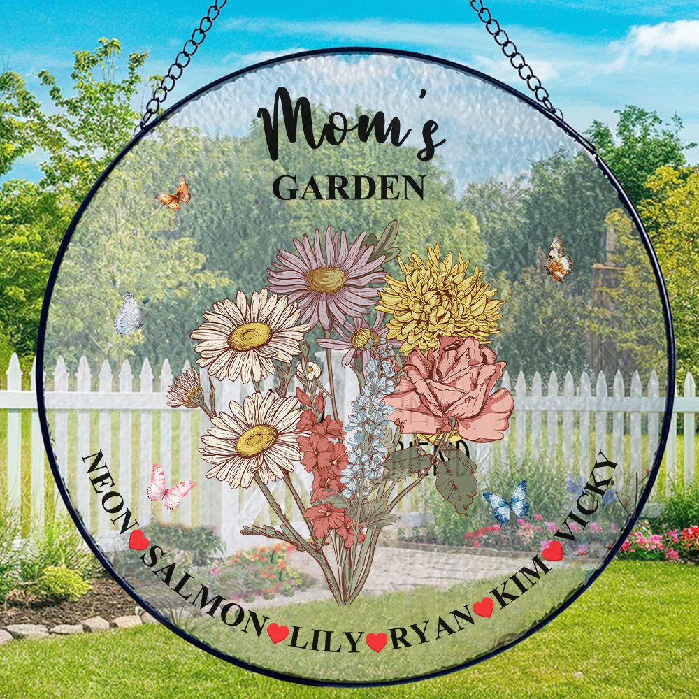 50% OFF✨Personalized Mom's Garden Birth Flower Stained Glass Suncatcher