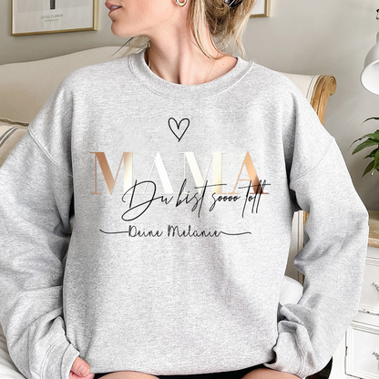 Personalized MAMA “You are soooo great” German Sweatshirt with Kids Name on Sleeve-Mother's Day Sale