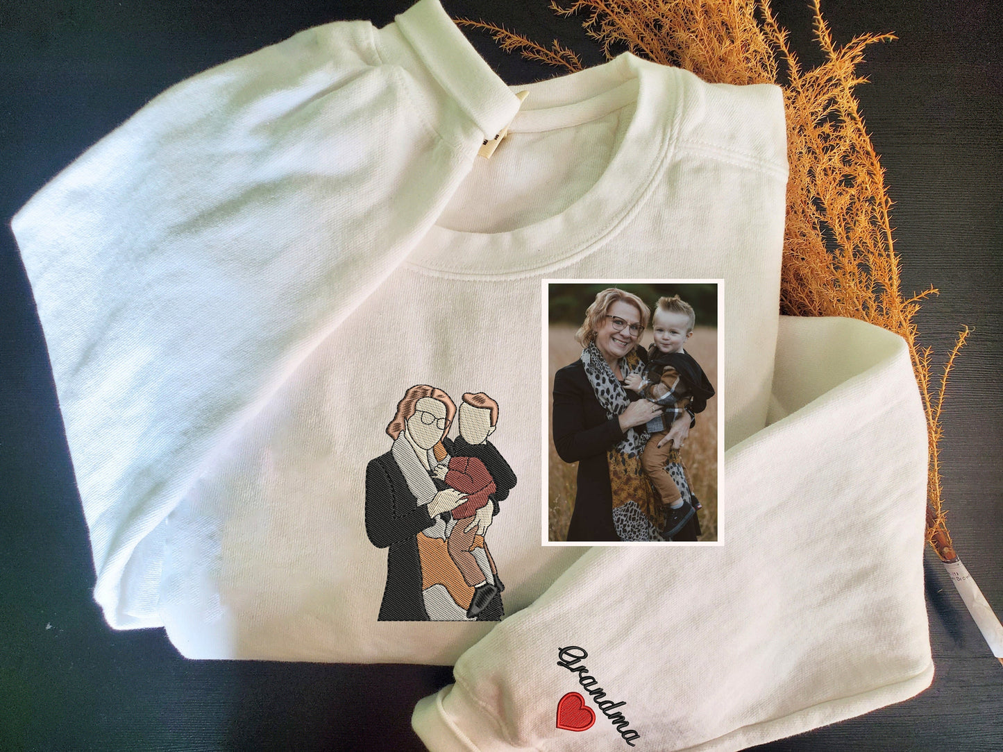 ❤️‍🔥Custom Couple Embroidered Sweatshirt Personalized Portrait Design, Perfect Family Gift