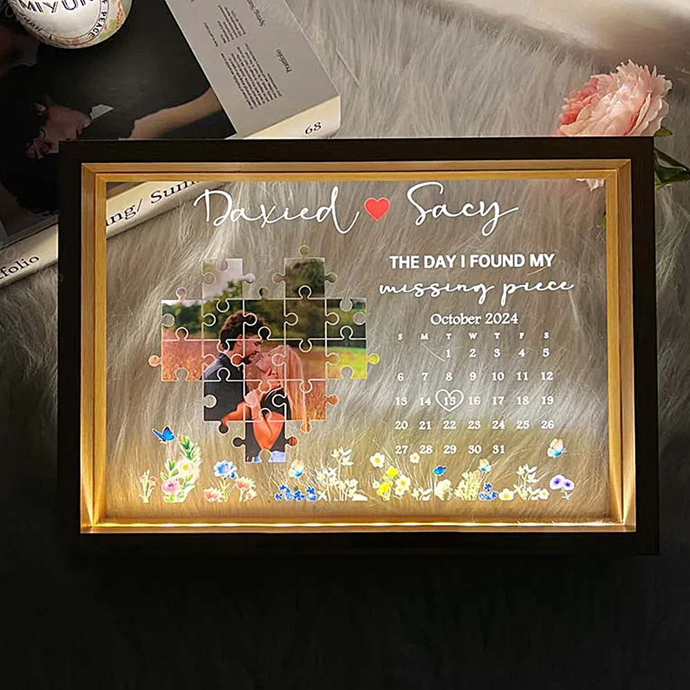 💕The Day I Found My Missing Piece Light Frame Personalized Gift💕