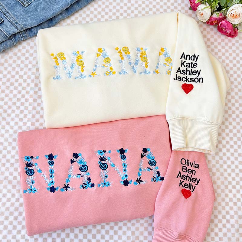 50% OFF🌟Personalized Floral Mama Embroidered Sweatshirt