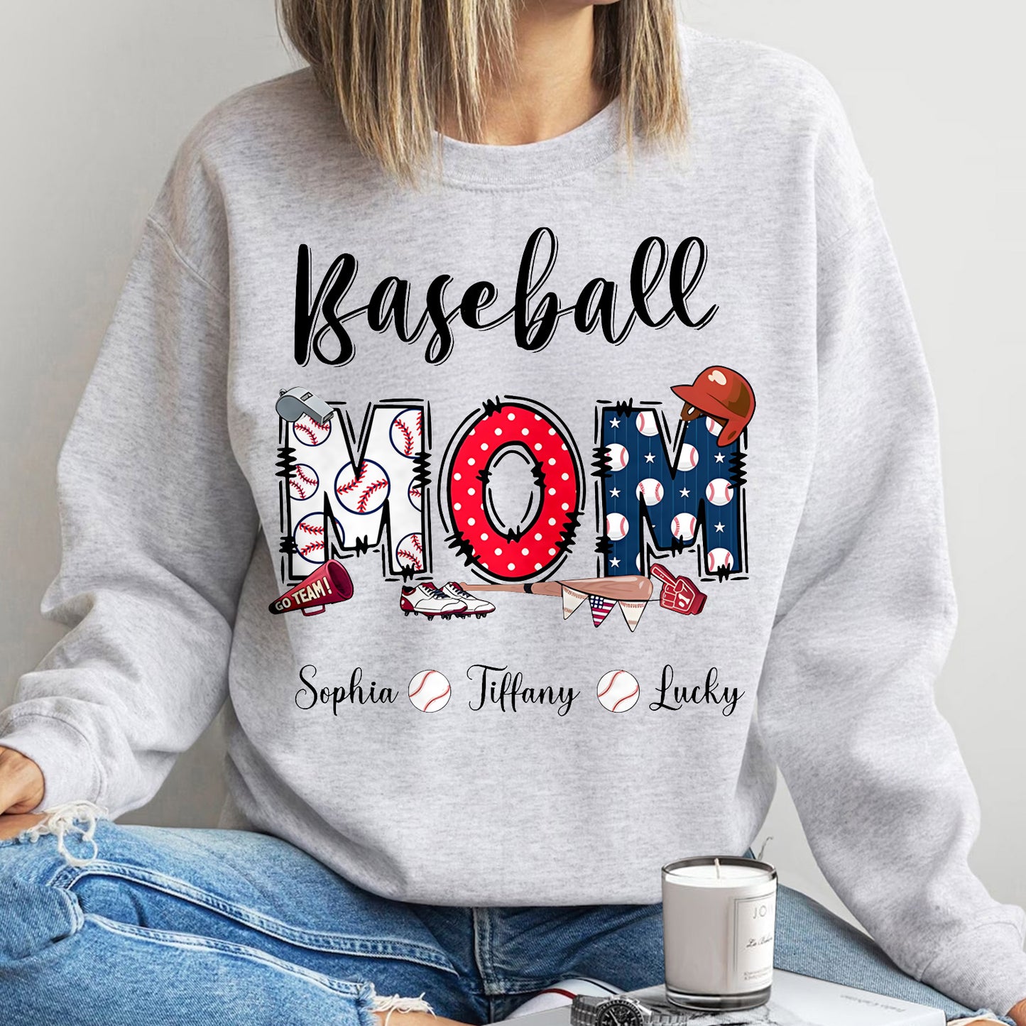 Sports Baseball Grandma - Personalized T-Shirt, Custom Kid's Name