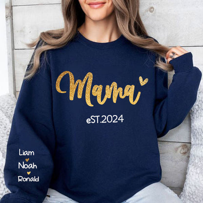 Personalized MAMA est.Year Sweatshirt with Kid Names on Sleeve-Mother's Day Sale