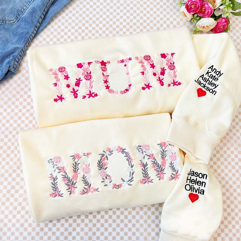 50% OFF🌟Personalized Floral Mama Embroidered Sweatshirt