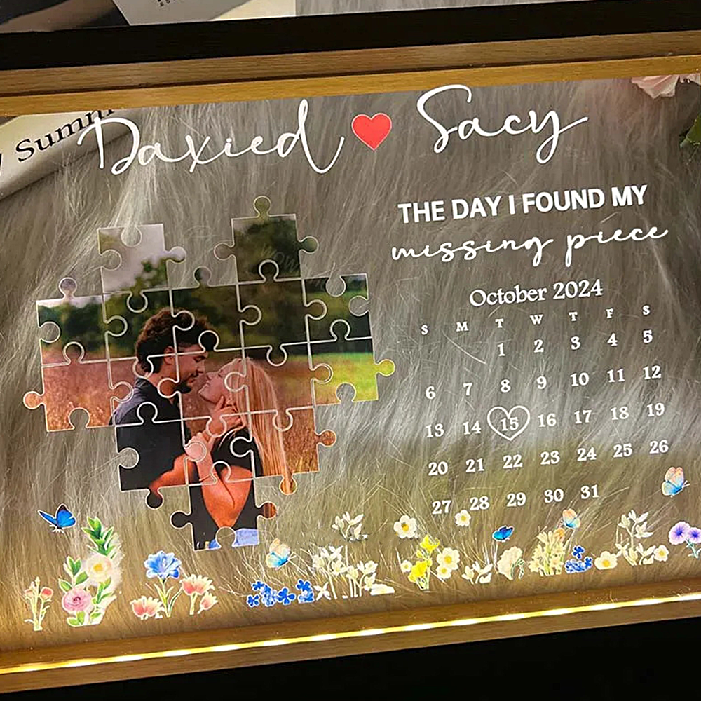 💕The Day I Found My Missing Piece Light Frame Personalized Gift💕