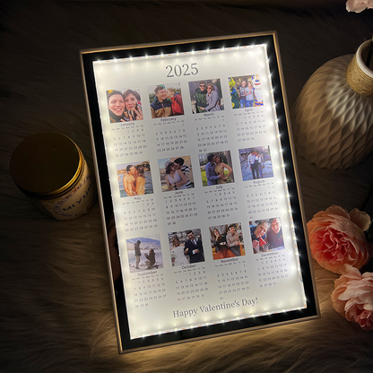 Personalized 2025 Calendar Mirror Light Box with Photo