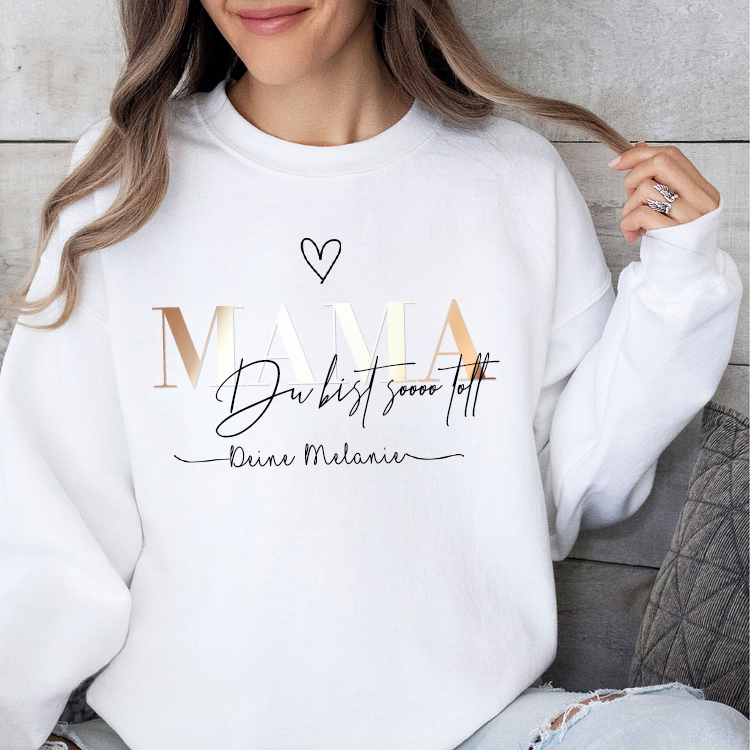 Personalized MAMA “You are soooo great” German Sweatshirt with Kids Name on Sleeve-Mother's Day Sale