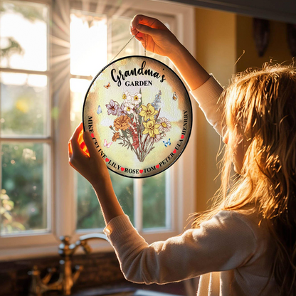 50% OFF✨Personalized Mom's Garden Birth Flower Stained Glass Suncatcher