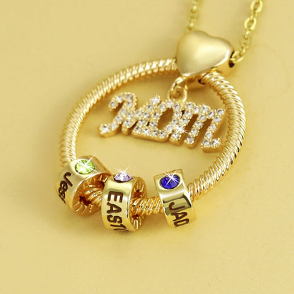 Personalized 12 Birthstone & Engraved Necklace