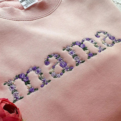 50% OFF🌟Personalized Floral Mama Embroidered Sweatshirt