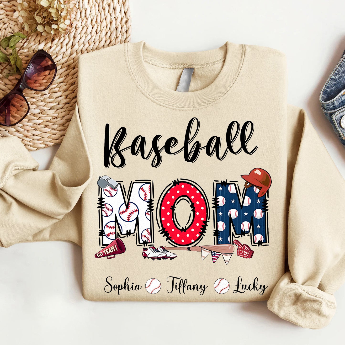 Sports Baseball Grandma - Personalized T-Shirt, Custom Kid's Name