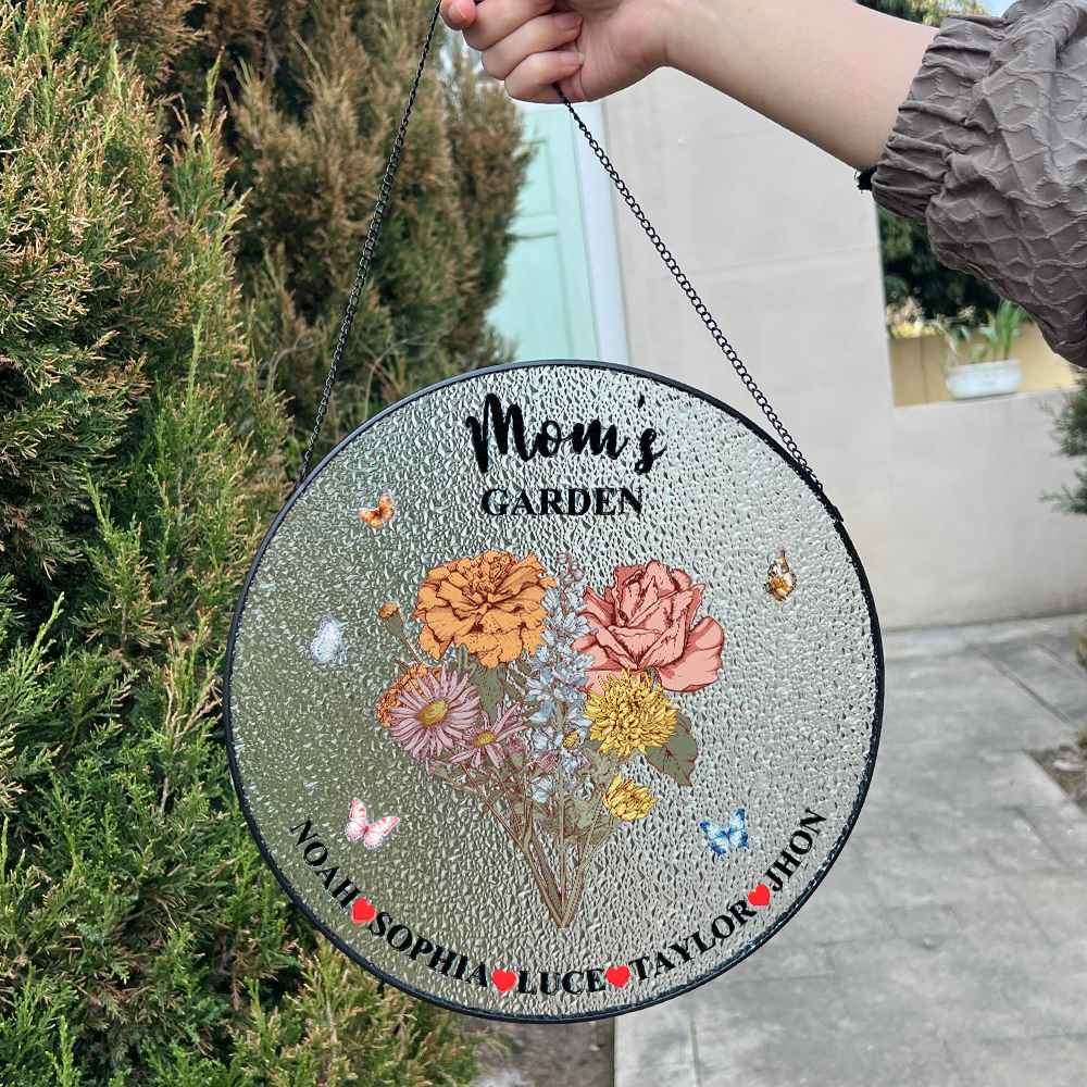 50% OFF✨Personalized Mom's Garden Birth Flower Stained Glass Suncatcher