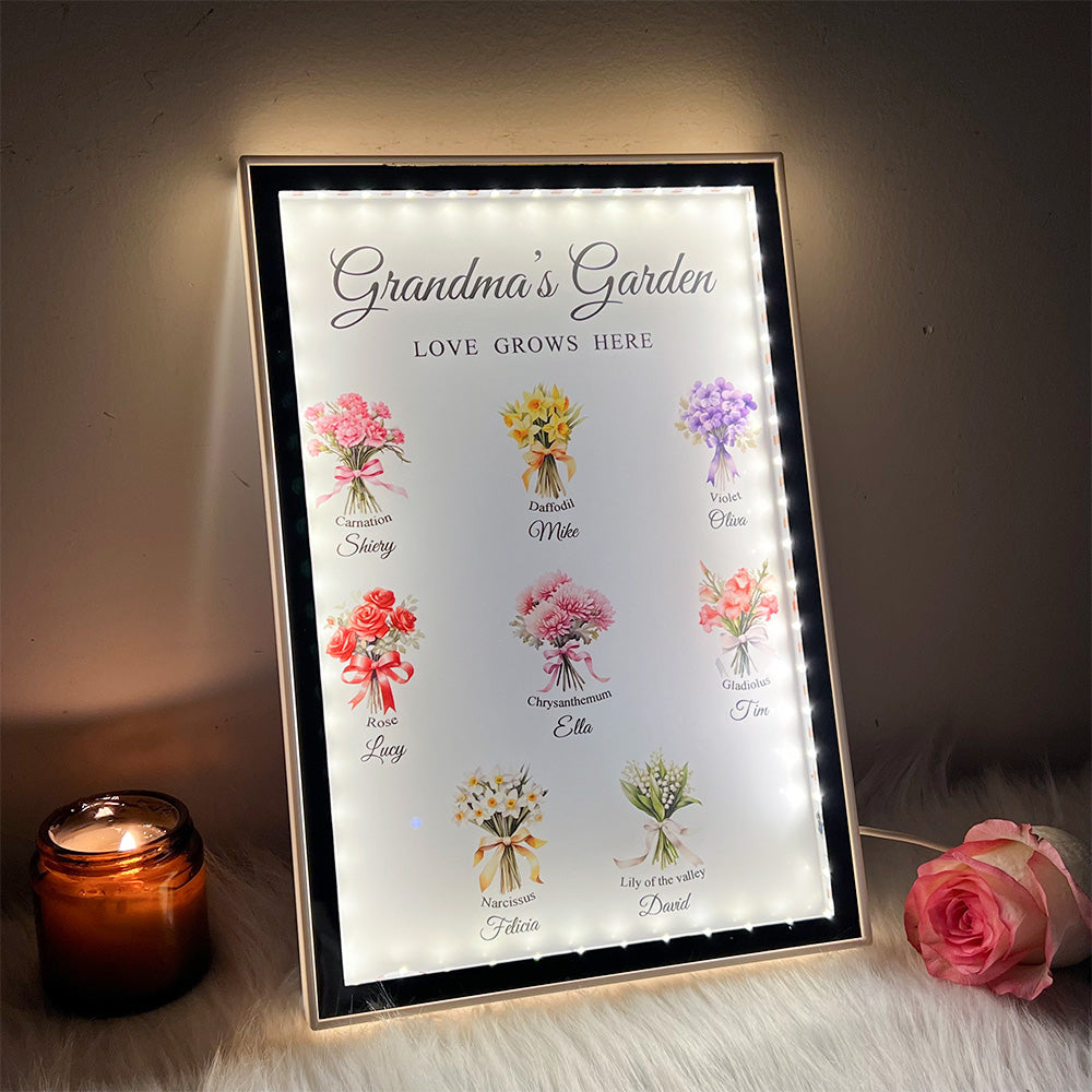 50% OFF✨Birth Flower Bouquet Custom Name Night Light Mirror