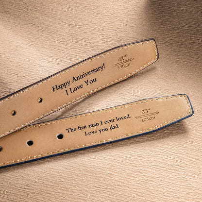 Personalized Leather Belt with Engraved Text - Anniversary Gift for Men