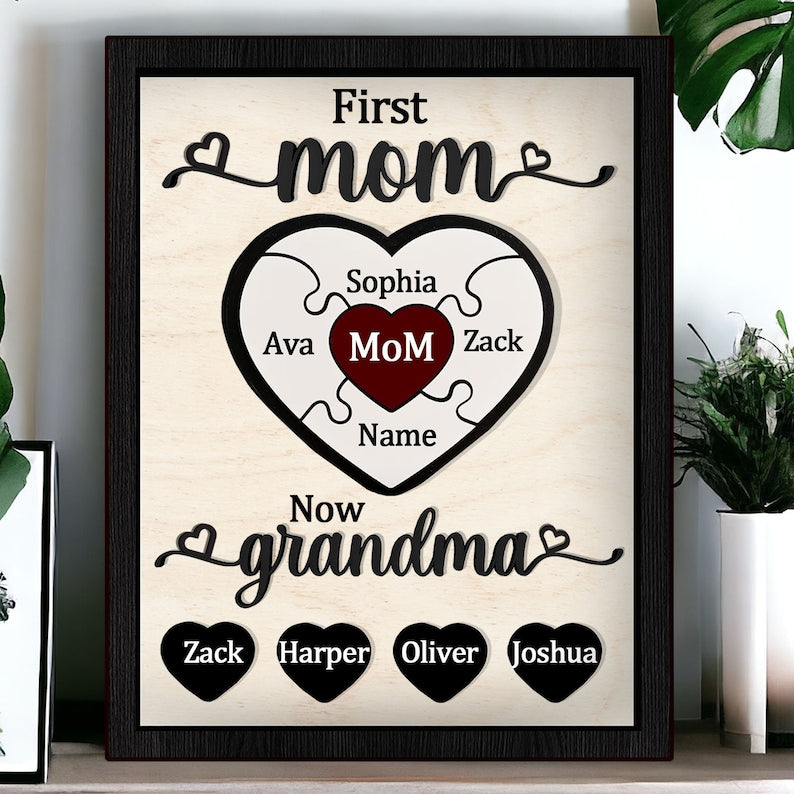 Custom Mom You Are The Piece That Holds Us Together Plaque, Personalized Mom Heart Puzzle Sign, Mother's Day Gift