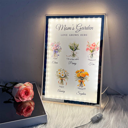 50% OFF✨Birth Flower Bouquet Custom Name Night Light Mirror