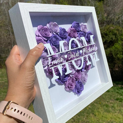 ❤️Mom Heart Shaped Monogram Flower Shadow Box Gift For Mothers