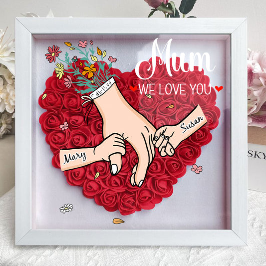 Family Love Blooms Forever – Personalised Mum & Grandma Flower Shadow Box with Names