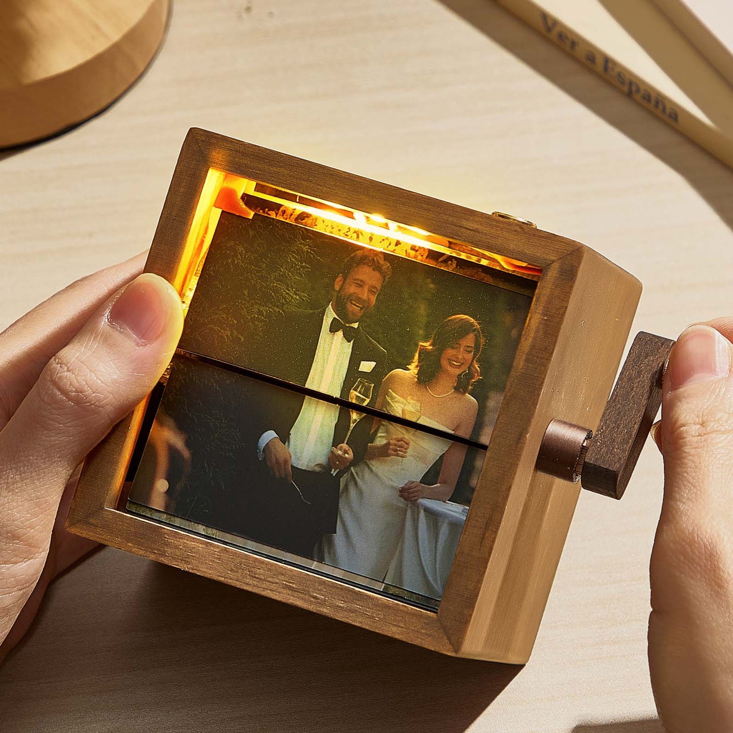 Custom Hand-Cranked Photo Flipbook Album with Light