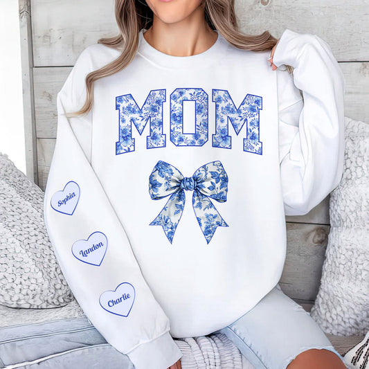 50% OFF🌟 Personalized Chinoiserie Mom With Kid Names On Sleeve Sweatshirt
