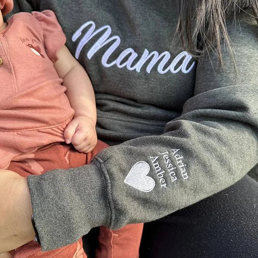 Custom Embroidered Mama Sweatshirt with Names, Mother's Day Gift