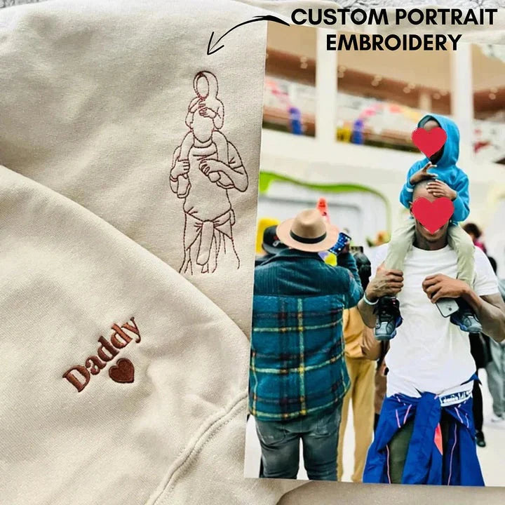 Custom embroidered photo portrait sweatshirt gift for dad