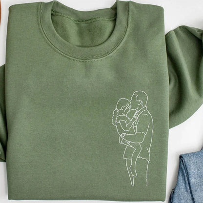 Custom embroidered photo portrait sweatshirt gift for dad