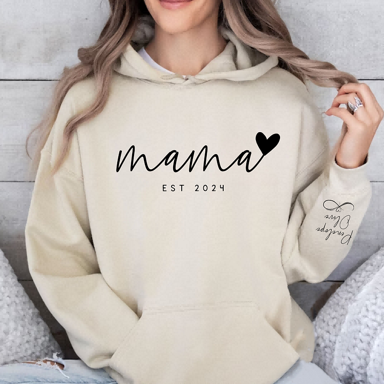 Infinite Love to Mom-Custom Mama Sweatshirt with Kids Names On Sleeve