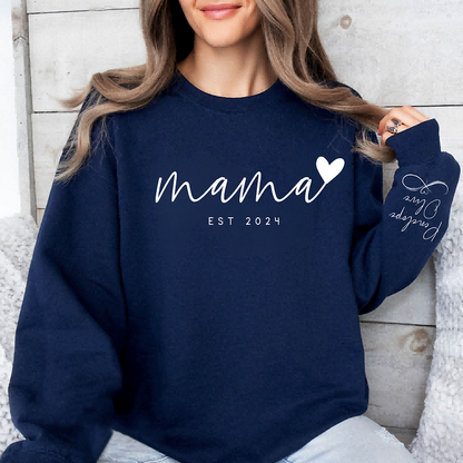 Infinite Love to Mom-Custom Mama Sweatshirt with Kids Names On Sleeve