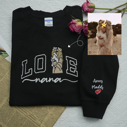 Custom Embroidered Photo Portrait For Mom Love Sweatshirt