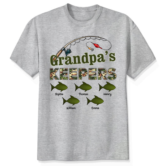 Grandpa's Keepers Camouflage Pattern Fishing Personalized Shirt