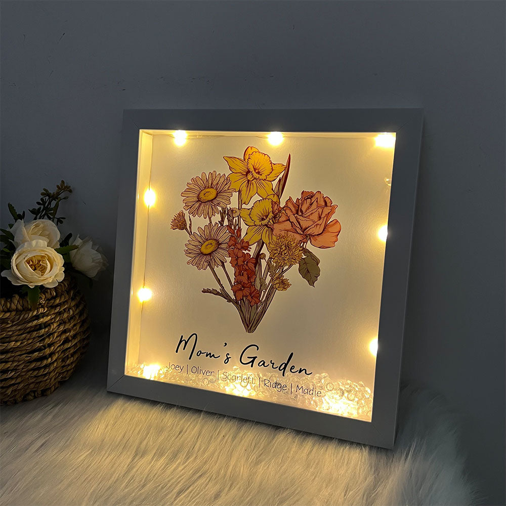 50% OFF✨Birth Flower Family Bouquet Custom Light Frame Box