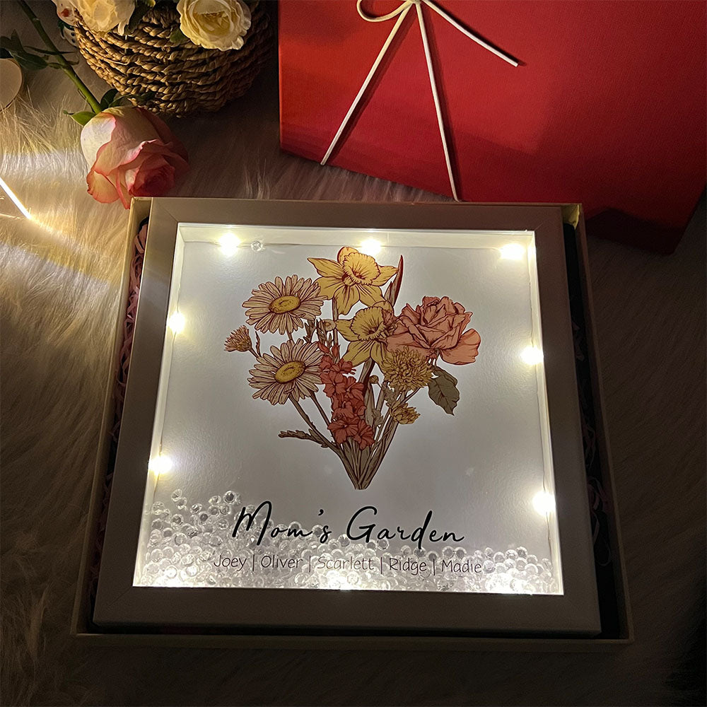 50% OFF✨Birth Flower Family Bouquet Custom Light Frame Box